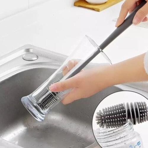 Long Handle Multifunctional TPR Cleaning Bottle Brush Silicone Kitchen Tool Cleaning Brush Cup Brush Cleaner Cleaning Products