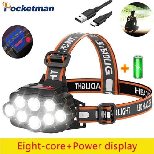 Powerful LED Headlight 6000LM Most Bright Headlamp USB Rechargeable Head Lamp Light Waterproof Head Torch for Camping,Hiking