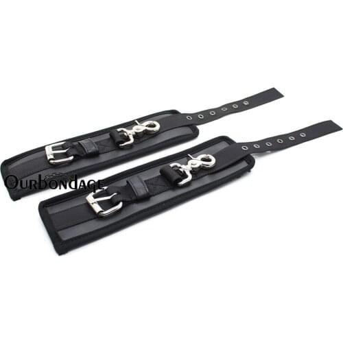 Ourbondage Adjustable PU Leather Plush Handcuffs Restraints Harness BDSM Bondage Sex Toy