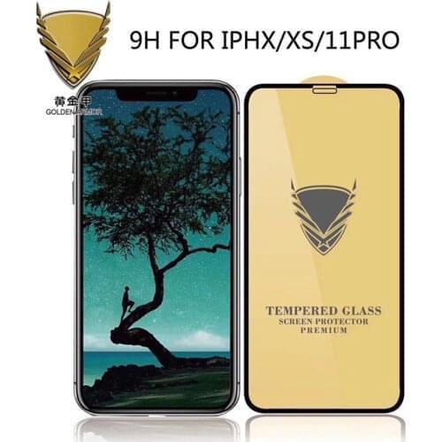 50pcs Golden Armor Middle Curved Full Glue Tempered Glass Screen protector for iphone 12 pro max/11 pro /xs max/8 plus/XR/6/7/8
