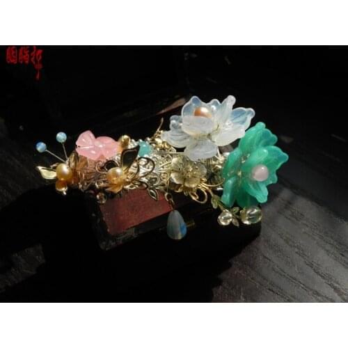 Hibiscus spring clip pinchcock original handmade daily use hair grip costume hanfu hair accessory hair jewelry