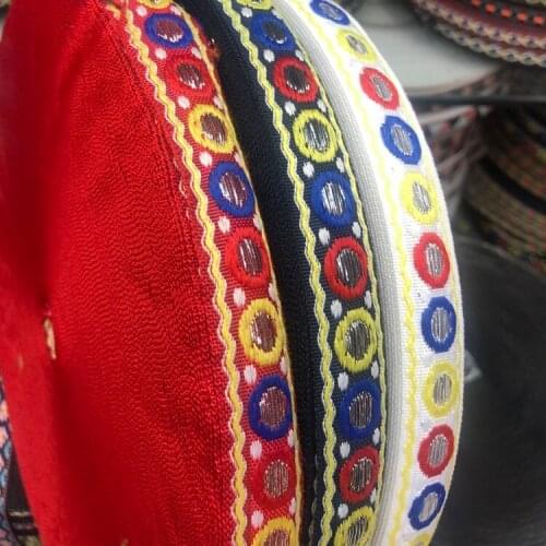 Wide 2cm 45yards/lot Polyester Woven Jacquard Ribbon Geometric national style for hat curtain and clothing accessory LS-5360