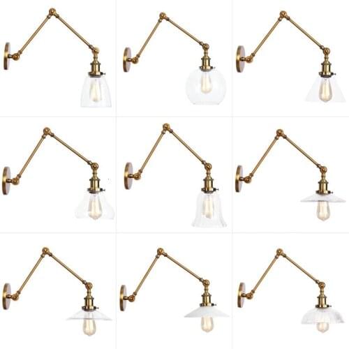 Modern Adjustable Long Swing Arm Wall Lamp Lights For Reading 360 Degree Rotatable Flexible Vintage Black Wall Lamp LED