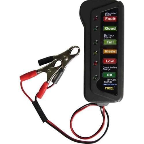 2020 12V Car Motorcycle Battery Alternator Tester 6-LED display battery state check tool 12 Volt Vehicle Auto Measure Analyzer