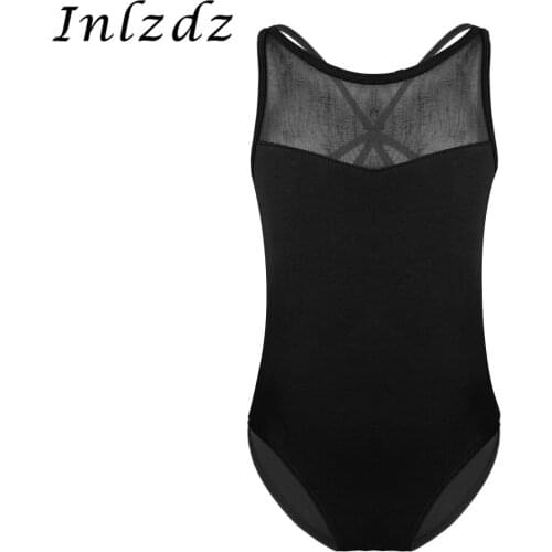 Kids Girls Ballet Leotard Costume Sleeveless Splice Criss-cross Back Ballet Dancewear Gymnastics Leotard Dance Bodysuit Jumpsuit