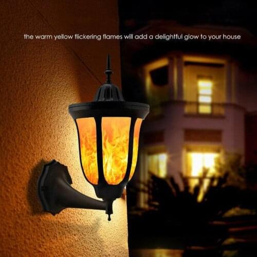 Flame Pattern Solar Light LED Outdoor Lighting Wireless Waterproof Wall Mounted Night Lights Door Patio Garden Lantern