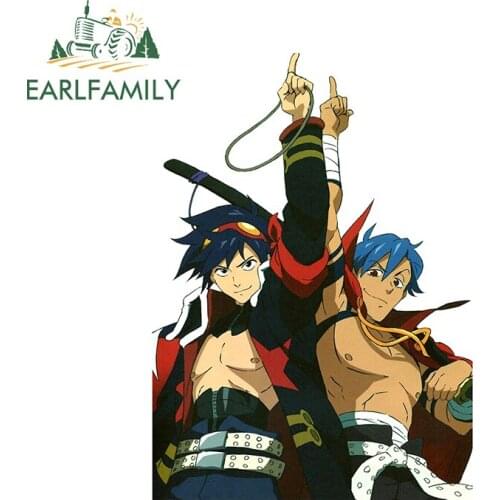 EARLFAMILY 13cm x 9.5cm For Kamina and Simon Anime Vinyl Car Stickers Sunscreen Surfboard Graffiti Decal Motorcycle Waterproof