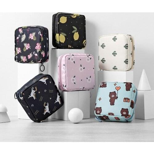 Waterproof Sanitary Napkin Storage Bag Canvas Pad Makeup Bag Coin Purse Jewelry Organizer Credit Card Pouch Case Tampon Bag