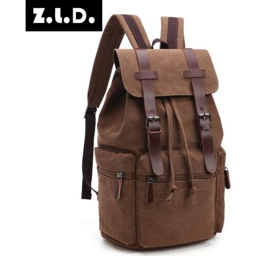 Z.L.D. Classic retro men and women canvas backpack casual fashion brand designer computer backpack youth student bag Mochila