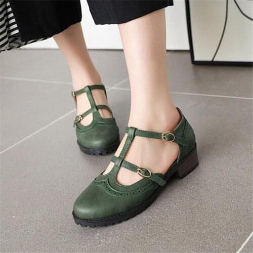 PXELENA 2020 Spring Women Brogue Shoes Cut Out T tied Wingtip Fretwork British Retro Pumps College Casual Daily Footwear Plus SZ