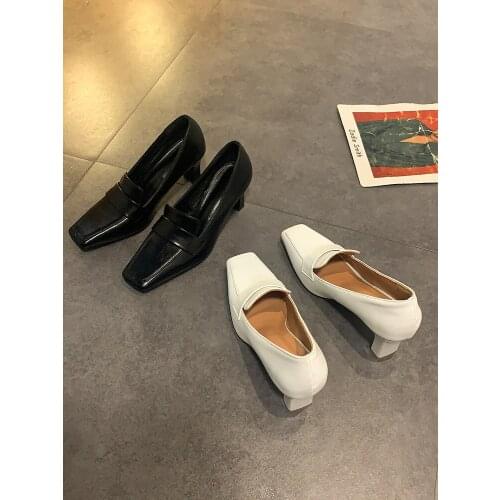 Simple And Versatile Solid Color Ladies Single Shoes Spring And Autumn New Fashion Square Toe Daily Commuter High Heels
