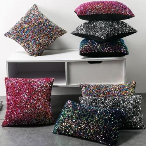 1pc Fashion Sequins Embroidery Cushion Cover Throw Pillowcases Without Filler 45x45cm 30x50cm