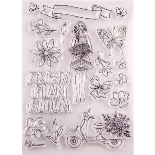 1pc Beauty Flower Transparent Clear Silicone Stamp Seal DIY Scrapbook Rubber Stamping Coloring Embossing Diary Decor Reusable