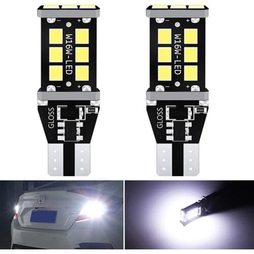 2pcs T15 W16W LED Bulbs Canbus OBC Error Free High Power Chip 921 912 Backup Light Car Reverse Parking Lamp White Red Orange