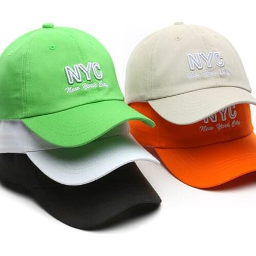 2021 New Korean Casual NYC Embroidery Baseball Cap Men Women Outdoor Sun Visor Hat Ladies Cap 100%cotton Fishing Hats