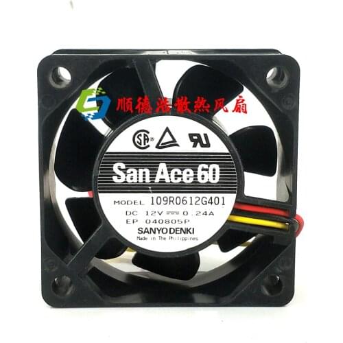Sanyo Denki 109R0612G4D01 DC 12V 0.24A 60x60x25mm 3-wire Server Cooling Fan