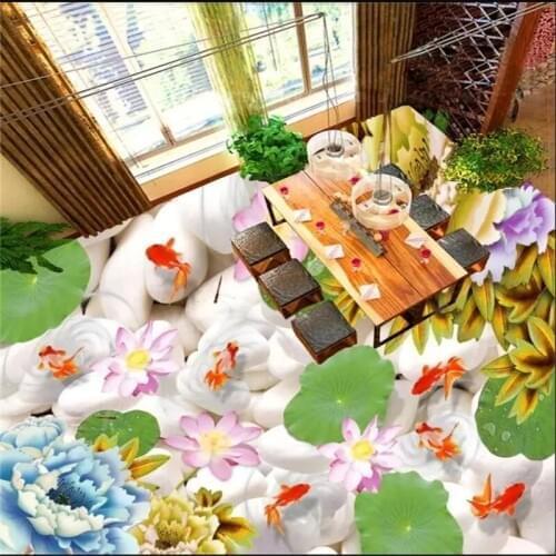 BEIBEHANG custom 3D flooring PVC adhesive non-slip waterproof wear-resistant thickened self-adhesive wallpaper floor paper fish