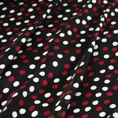 White waxberry 9momme Black Colourful Dots Printed Silk Chiffon Fabric Material Summer Women Dress DIY Sewing Cloth Freeshipping