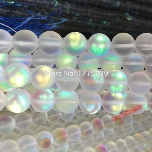 Free Shipping wholesale 6mm 8mm 10mm 12mm frosted Natural White dull polish Crystal AB Round Beads 15.5inch/strand Pick Size