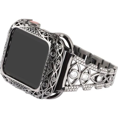 Fashion Women Diamond Bracelet for Apple Watch SE Band Series 6 5 4 3 2 Strap for iWatch 40mm 44mm 38mm 42mm Detachable Belt