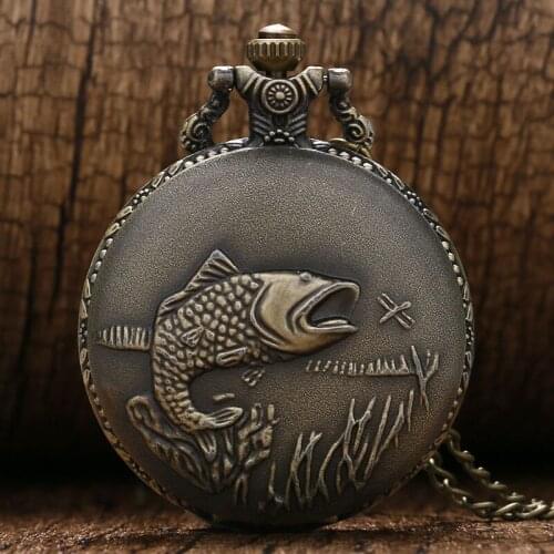 New Design Retro Fishing Pocket Watch Gift Hour Quartz Watches Men Women relogio masculino