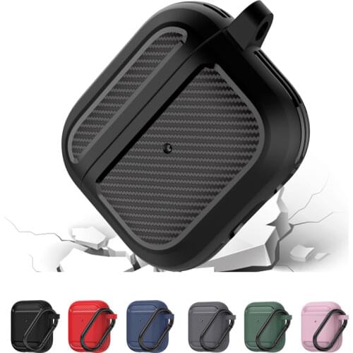 Carbon Firber Earphone Cases for Apple AirPods Pro 2 1 Cute Case for AirPods Pro 2 1 Soft TPU Shell Shockproof Cover with Buckle