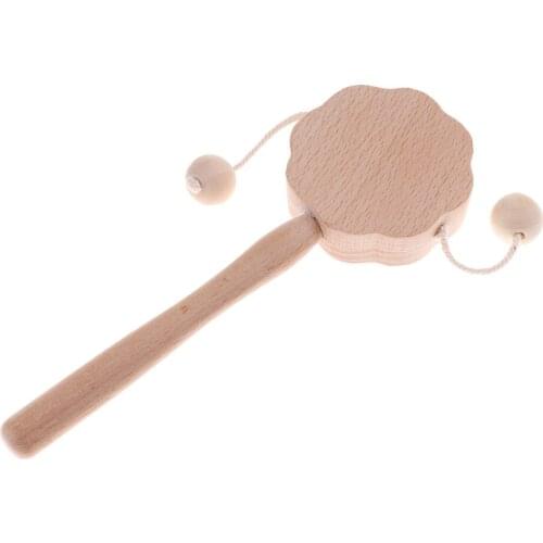 Wooden Hand Bell Drum Wood Rattle for Children Kids Musical Instrument Toy