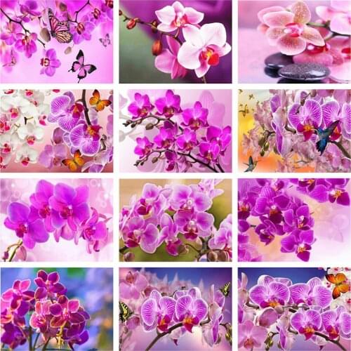 EverShine Diamond Mosaic Full Square Orchid Picture Rhinestones Diamond Painting Flower Bead Embroidery Floral Cross Stitch