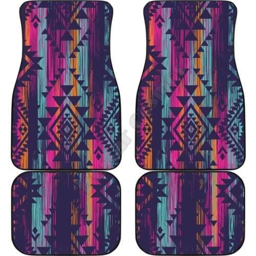 Purple Boho Stripes Car FLoor Mats 3D Printed Pattern Mats Fit for Most Car Anti Slip Cheap Colorful