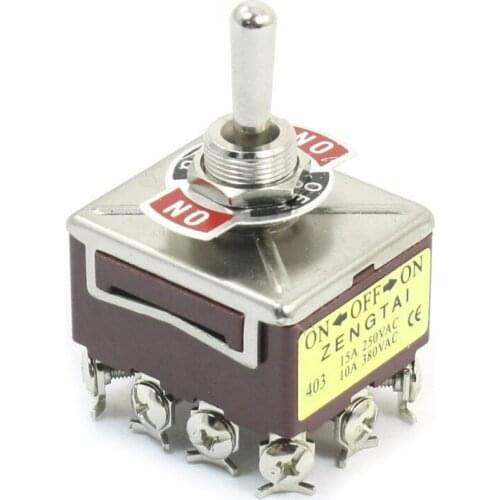 GTBL AC 380V 10A ON/OFF/ON 3 Positions 12 Pin Latching Toggle Switch 4PDT