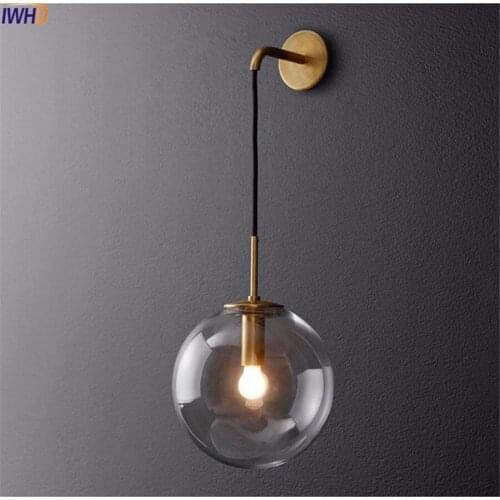 IWHD Creative Glass Ball LED Wall Lamp Modern Retro Mirror Light Vintage Nordic Bathroom Lights Fixtures For Home Lighting