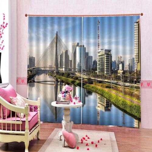 Custom 3D Window Curtains For Living Room Bedroom building curtains for bedroom Blackout Indoor curtains (left and right side)