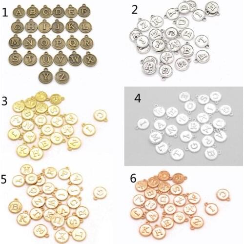 K3ND Alloy Round Shape DIY 26 Alphabet English Letters Pendant Charms Jewelry Making