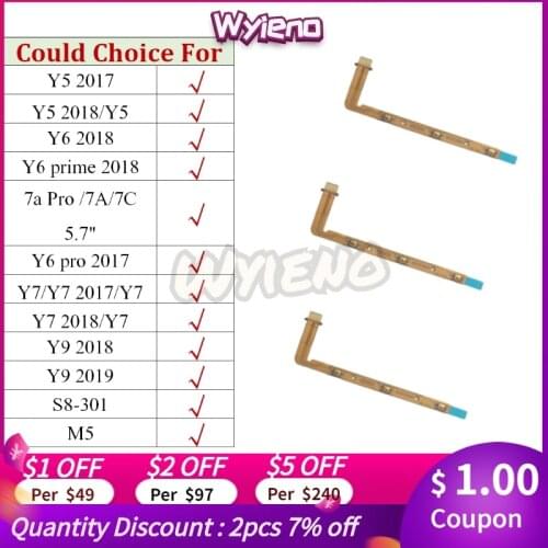 Wyieno For Huawei Y5 Y6 Y7 Y9 Prime 2017 2018 2019 7A Pro M5 S8-301 Y3-2 Power ON OFF Volume Up Down Button Flex Cable Ribbon