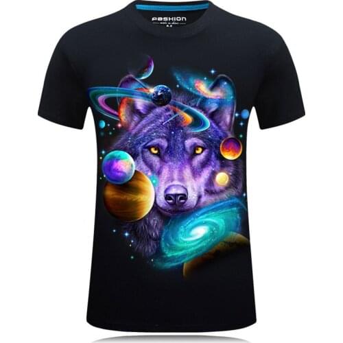 Summer Mens t shirts Wolf Planet 3D Print 100% Cotton Breathable Tee Casual men clothing customized products oversized t shirt