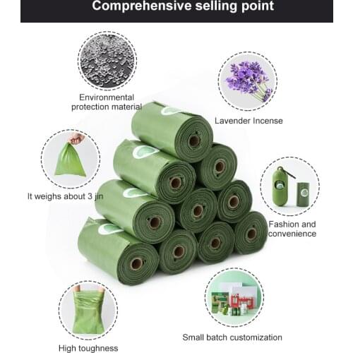 Dog Poop Bags Bio Degradeable Environmental Protection Pet Trash Bags 23cmx33cm Green Garbage Bag Pet Product 15pcs/roll
