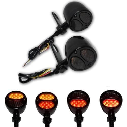 Motorcycle Dual Smoke Mount Bracket Red Yellow Beam 3 in 1 LED Turn Signal Light Running Brake Lamp For Harley Dyna Sportster