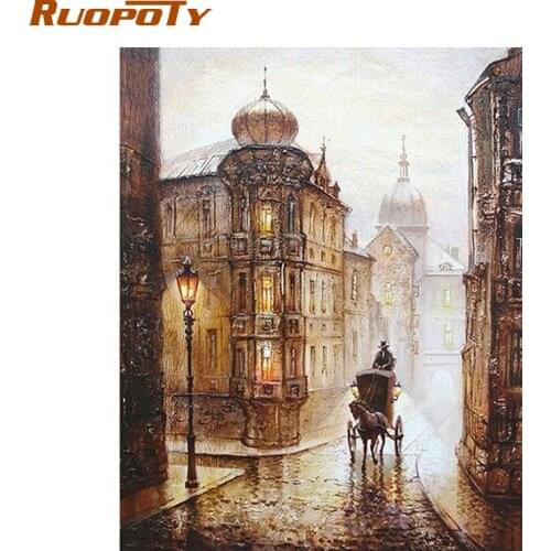 RUOPOTY Frame Painting By Numbers Abstract Vintage Wall Decor Diy Picture Oil Painting On Canvas For Home Decor Europe Street