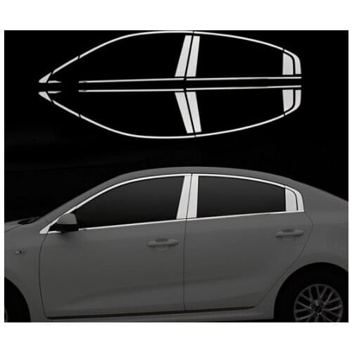 For 2017 kia k2/rio 4 stainless steel full window trim styling decoration stripsticker cover