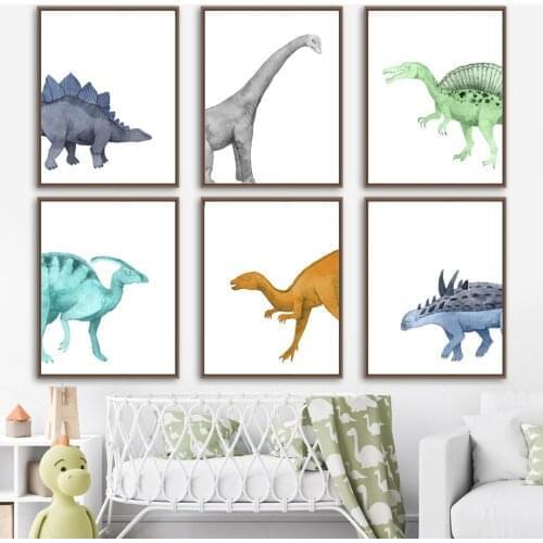 Stegosaurus Ancient Dinosaur Cartoon Wall Art Canvas Painting Nordic Posters And Prints Wall Pictures For Living Room Kids Room