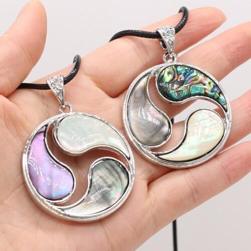 Natural Sea Shell Pendant Necklace Simple Round Shape Reiki Heal Vintage Alloy Necklace for Women Necklace Jewelry Gift