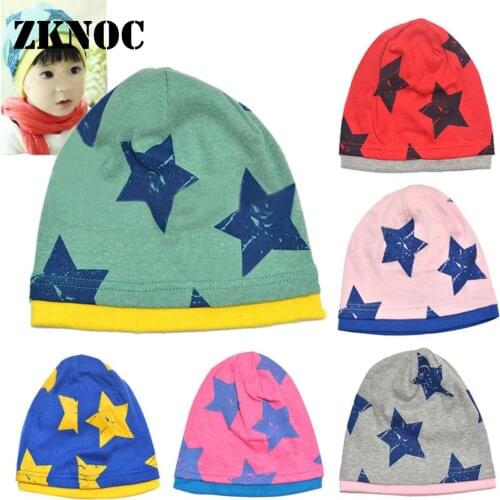 Autumn Winter children Thicken Knitted Beanie warm Hats Cotton blend Stars Pattern Skull soft Cap fits for 1-3 years old baby