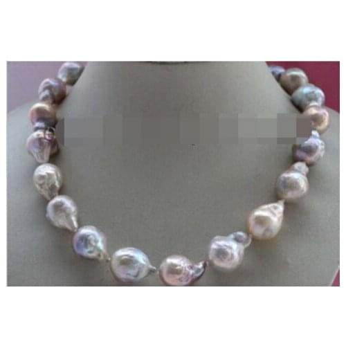 Natural 18mm-20mm Multicolor Baroque Edison Reborn Keshi Pearl necklace