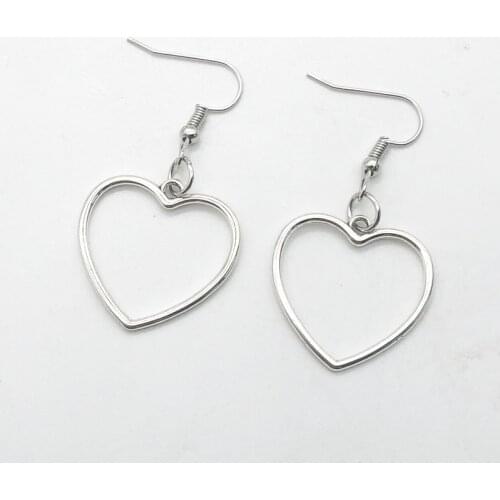 Simple Design Silver Color Hollow Heart Drop Earrings For Women New Brand Fashion Ear Cuff Piercing Dangle Earring Gift