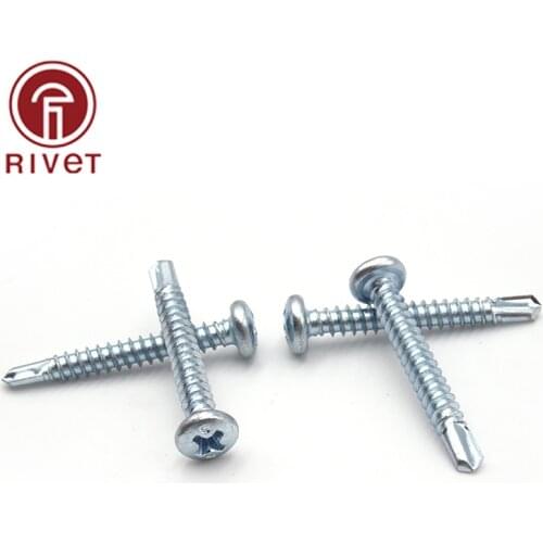 M4.2*16/19/25/32 Cross Round Head Drill Tail Self Tapping Screw Carbon Steel Phillips Pan Head Self Drilling Screws 20Pcs
