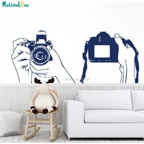 Camera Vinyl Wall Stickers Removable Hand in Hands Decal Photo Studio Decor Living Room Art Window Decals YT5712