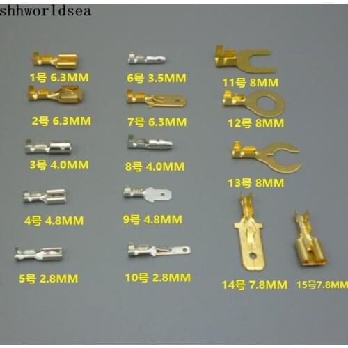 Shhworldsea 50PCS 2.8MM 4.8MM 6.3MM 4.0MM 8MM 7.8MM 15 kinds model copper auto Terminal Connector auto car terminals