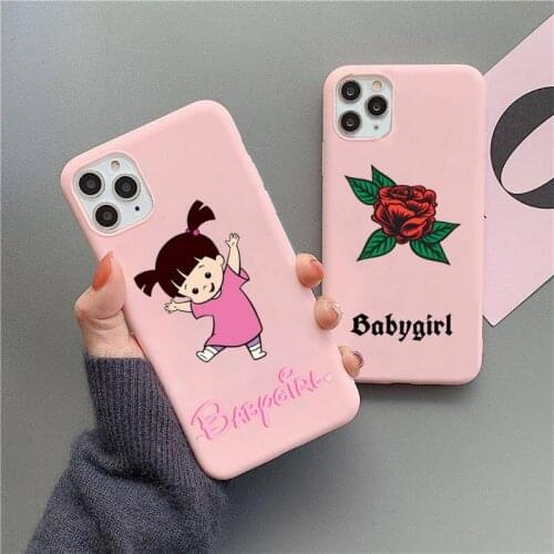Love Babygirl Phone Case For iphone 12 11 Pro Max Mini XS 8 7 6 6S Plus X SE 2020 XR Matte Candy Pink Silicone cover