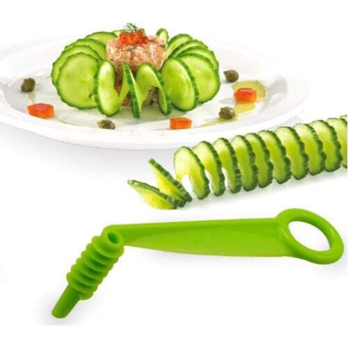 2PC Spiral Slicer Blade Hand Slicer Cutter Cucumber Carrot Potato Vegetables Spiral Knife Kitchen Accessories Tools Random Color