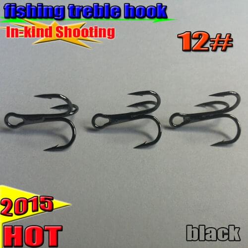Attention Please Free Shipping Treble Fishing Hooks Round Bend 50pcs/lot High Quality 12# high-carbon steel with black nickle